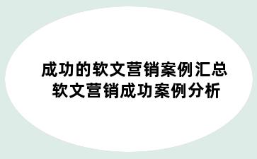 成功的软文营销案例汇总 软文营销成功案例分析